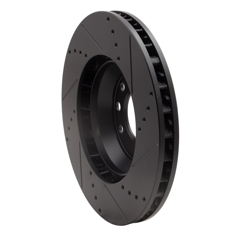 Audi Q7 Brake Rotor (1) - Right Front - R1 Concepts - Drilled & Slotted - Black - `03-`15